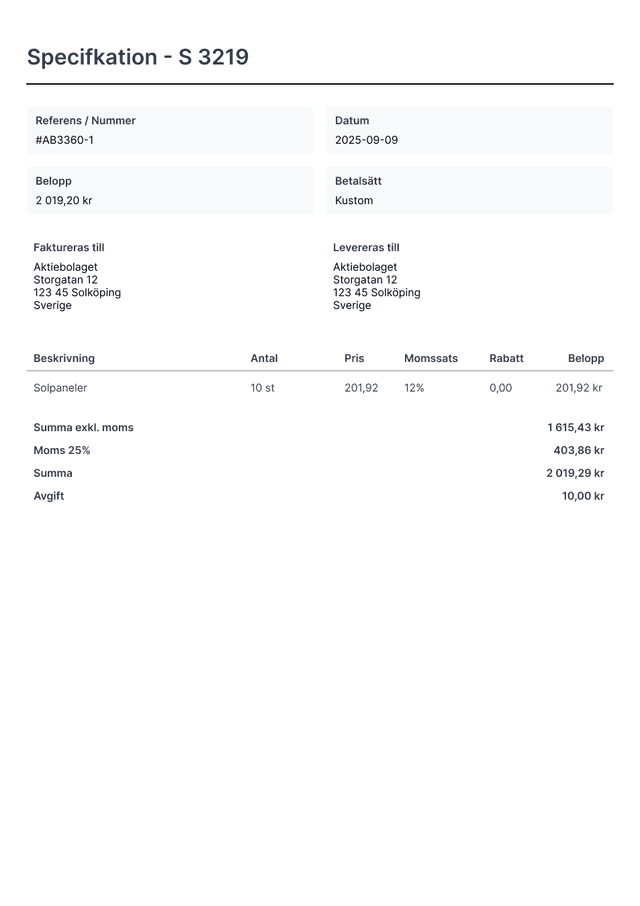 Specifikation exempel - Komplett bokföring